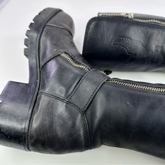 Vintage Y2K Harley-Davidson Ranger H-3015 Black Leather Biker Boots Size 6 - Picture 4 of 11
